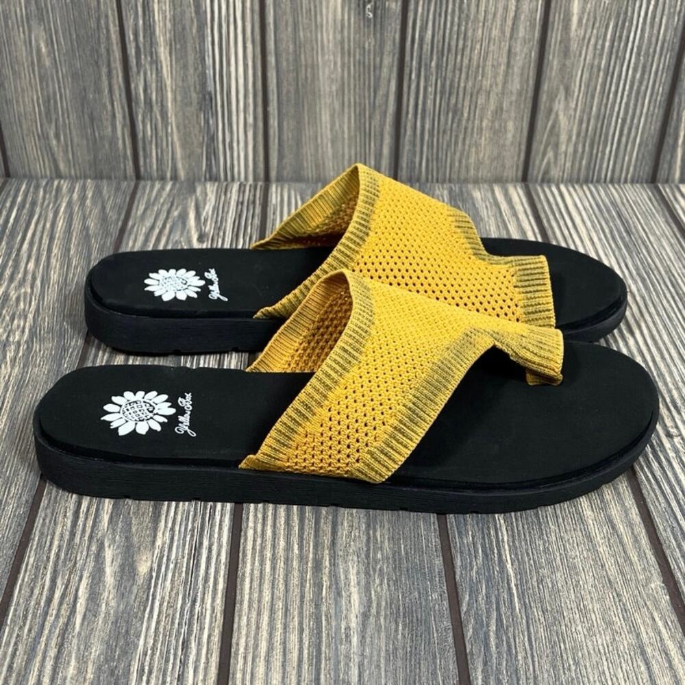 Yellow Box Feeze Women Stretch Sandals Slides Mesh Yellow Sz‎ 8.5 Comfort Summer